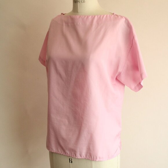 Vintage 1990s Blouse, Pink Shirt with Buttons at Shoulder, Grandma Core - Picture 6 of 10